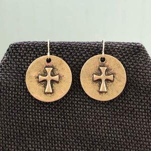 Gold/ bronze color cross stamped earrings!